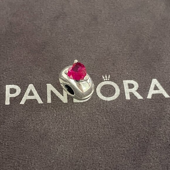 Pandora Red Heart Solitaire Clip Charm - Picture 1 of 5